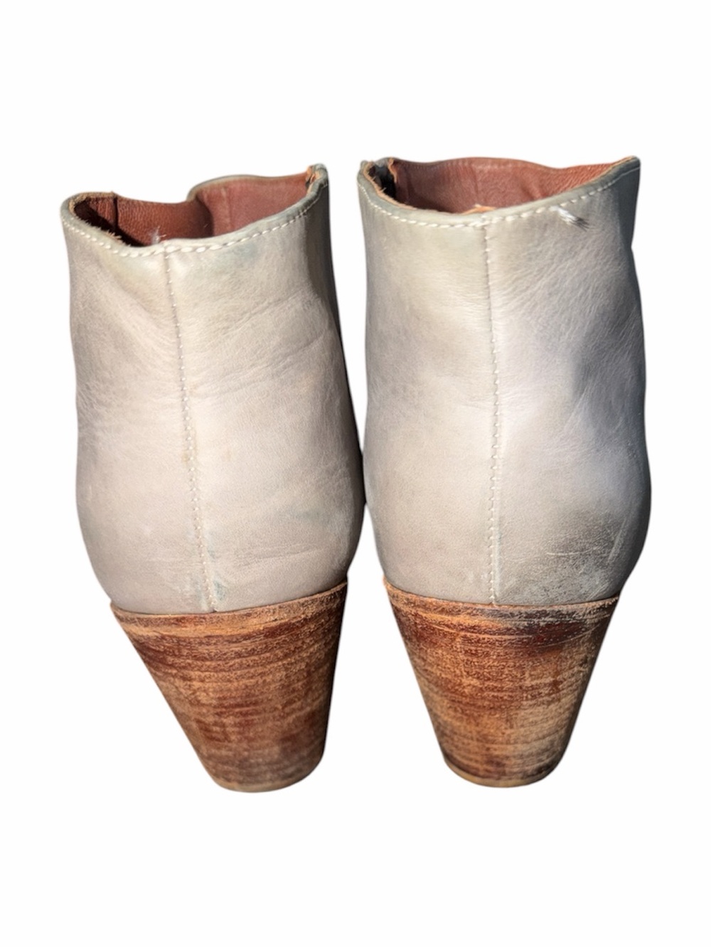 Rachel Comey, Size 9.5, Grey, Firme leather ankle booties with stacked wood heel